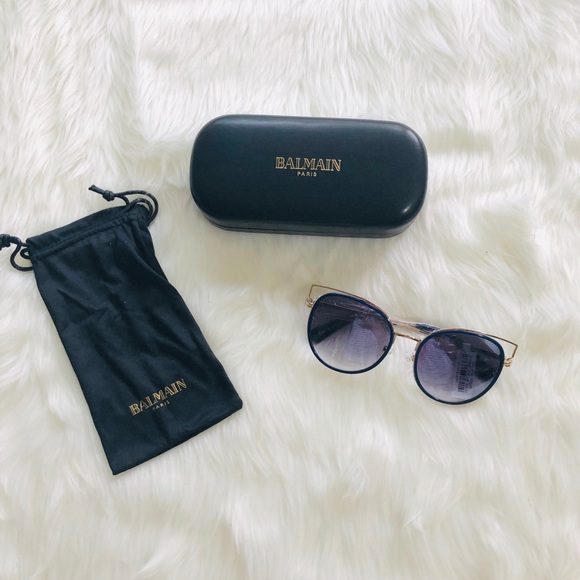 Balmain Accessories - Balmain dark blue and metal cat eye sunglasses